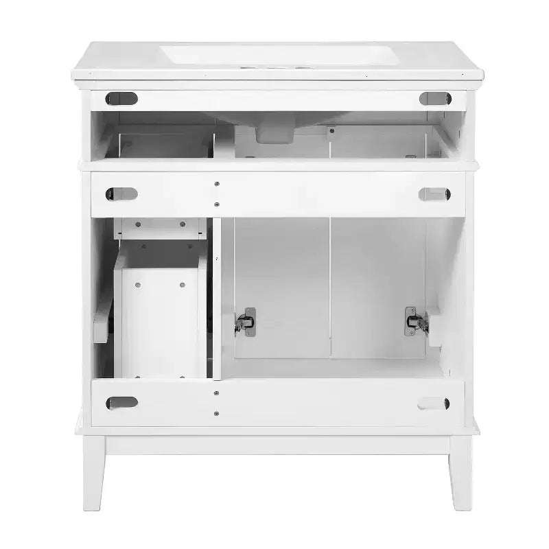 Meuble-lavabo de salle de bain de 76 cm avec évier, meuble de rangement de salle de bain avec portes et tiroirs à fermeture douce pour petit espace