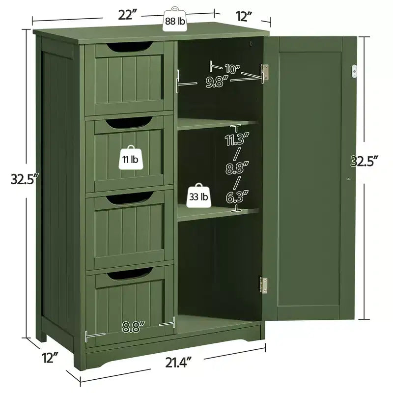 Meuble bas de salle de bain en bois avec 4 tiroirs