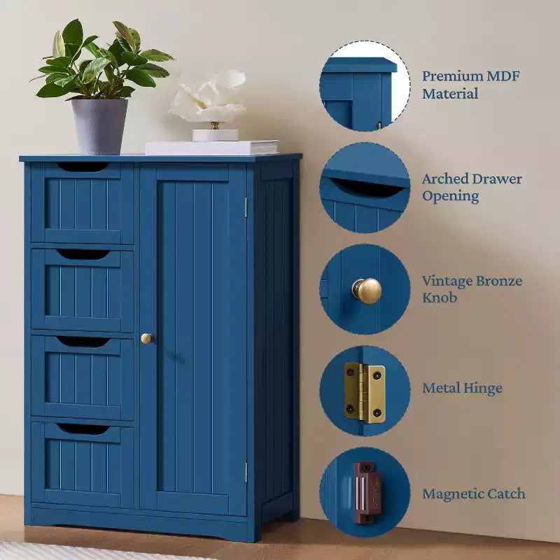 Meuble bas de salle de bain en bois avec 4 tiroirs