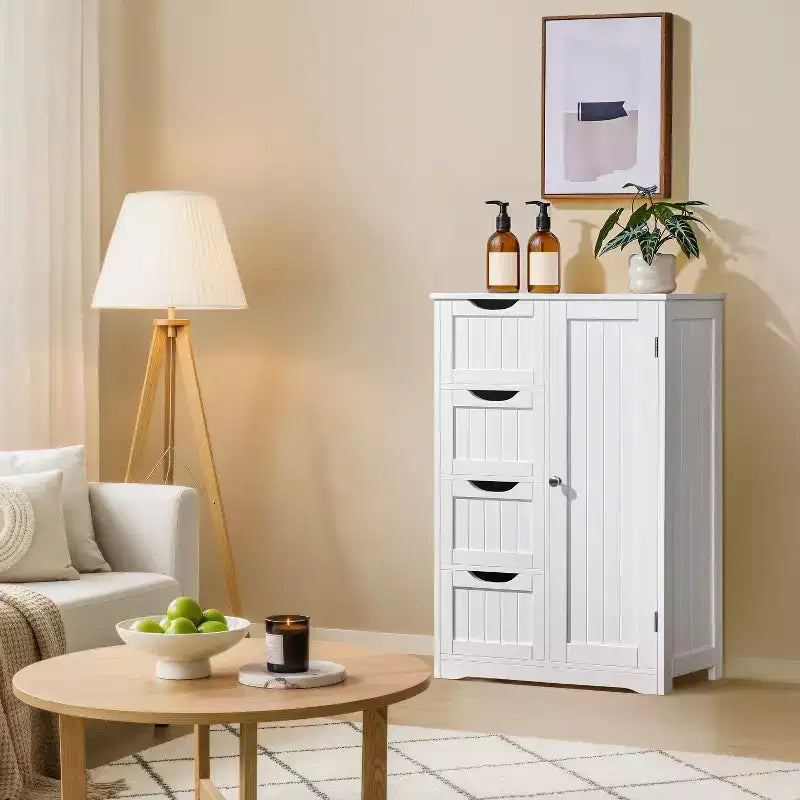 Meuble bas de salle de bain en bois avec 4 tiroirs