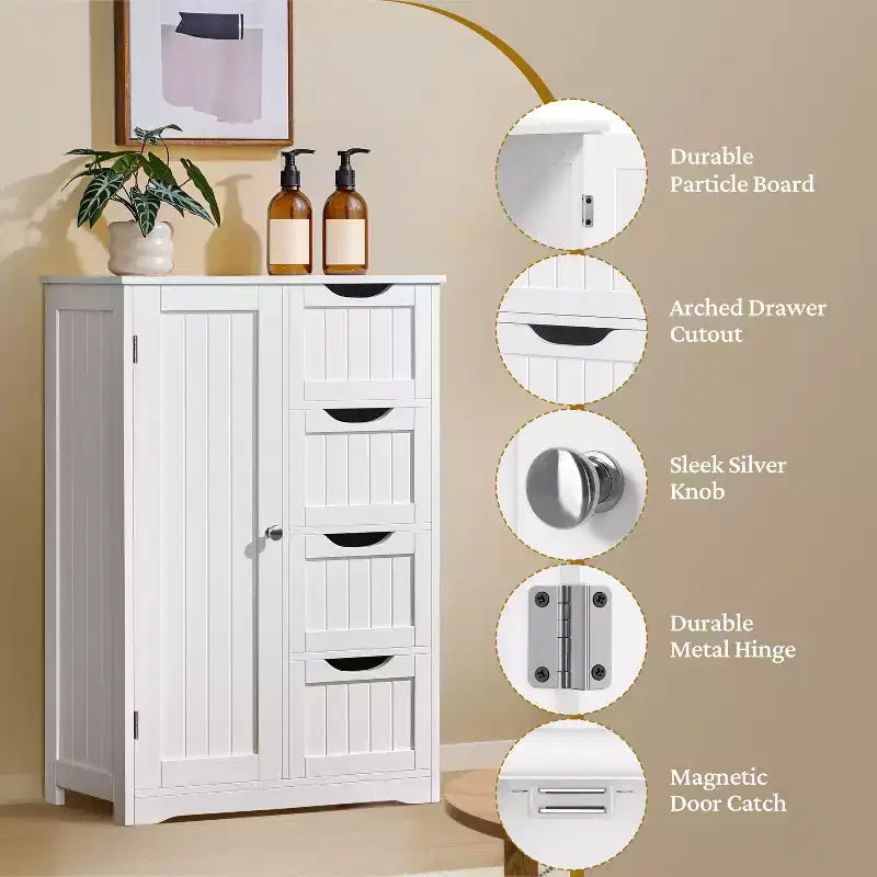 Meuble bas de salle de bain en bois avec 4 tiroirs