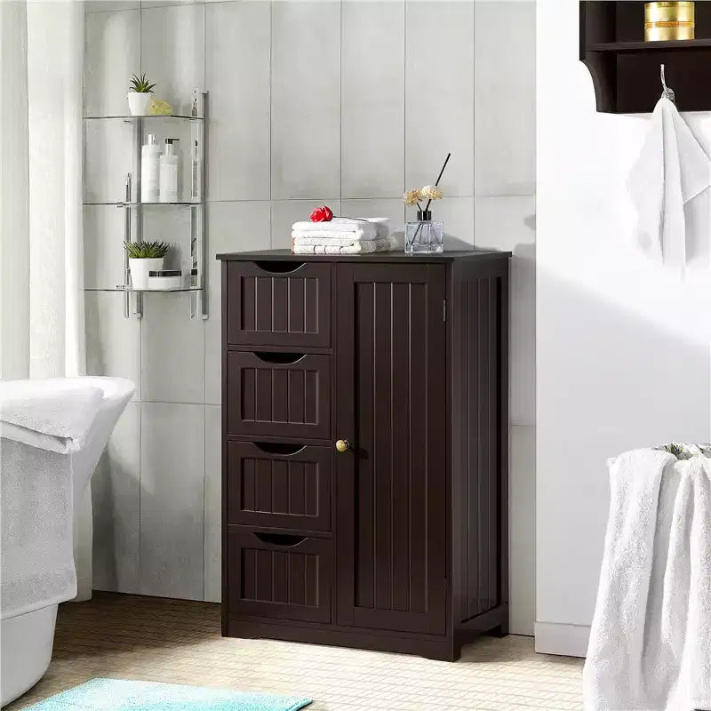 Meuble bas de salle de bain en bois avec 4 tiroirs